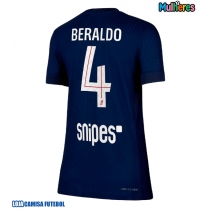 Camisa de Futebol Paris Saint-Germain Lucas Beraldo #4 Equipamento Principal Mulheres 2025-26 Manga Curta